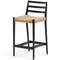 Analy Барный стул из массива дуба с черной отделкой и сиденьем из веревки 70 см