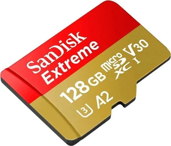 Карта памяти SanDisk Extreme microSDXC 128GB + SD Adapter 160МB/s, Class 10 UHS-I U3 (SDSQXA1-128G-GN6MA)
