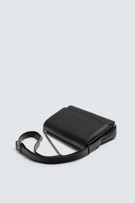 ZARA СУМКА ЧЕРЕЗ ПЛЕЧО С ЦЕПОЧКОЙ, ЧЕРНЫЙ