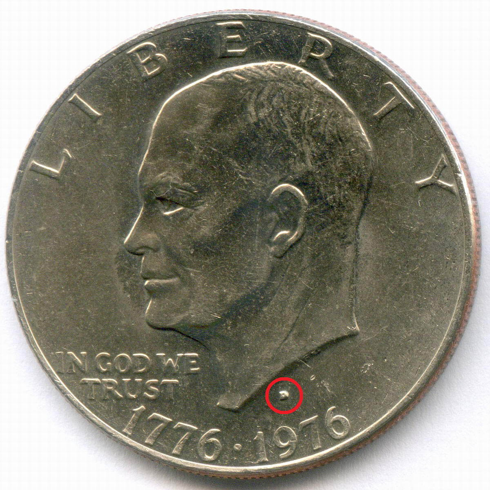 1 доллар 1976 год (D). США. 200-летие Декларации независимости. Медь с медно-никелевым покрытием, диаметр 38.1 мм. AUNC