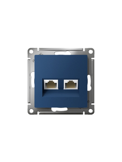 Розетка компьютерная 2-м AtlasDesign RJ45+RJ45 кат.5E механизм аквамарин SE ATN001185