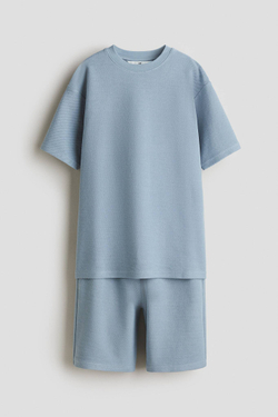 H&M Комплект из футболки и шорт, пыльно-синий