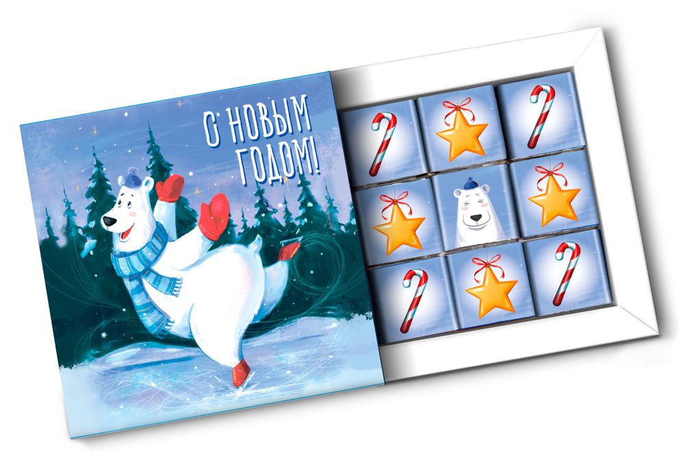 Кэт 9, МИШКА НА КОНЬКАХ, молочный шоколад, 45 гр., TM Chokocat