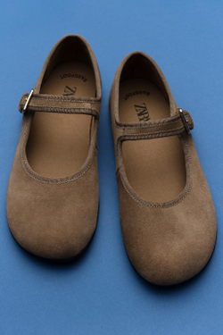 ZARA КОЖАНЫЕ БАЛЕТКИ BAREFOOT, КОРИЧНЕВЫЙ