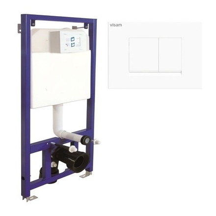 Инсталляция для унитаза подвесного Visam slim 80 EX-112-001 3/6 л. Кнопка EFES кнопка квадрат, белый (EX-220-003)
