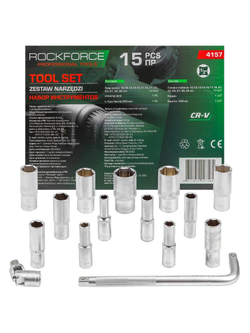 Набор головок глубоких (15 предметов) RockForce RF-4157