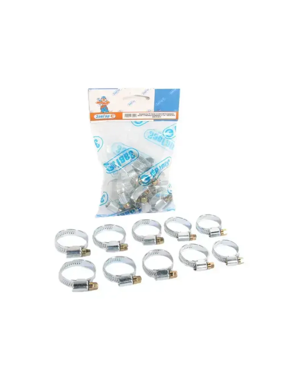 Хомут червячный 16-27 мм "ЗавГар" оцинкованная сталь упаковка 10 шт