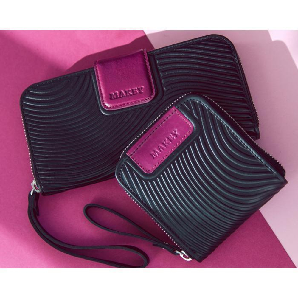 Кошелёк «Waves». Цвет черный-фуксия