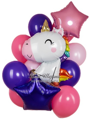 Букет шаров "Радужный малыш-единорог"