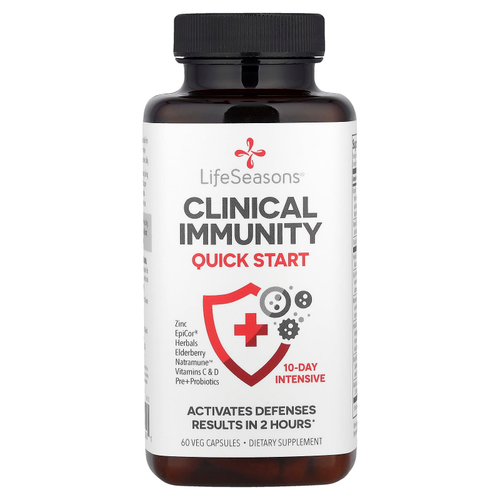 LifeSeasons, Clinical Immunity, быстрое начало работы, 60 растительных капсул