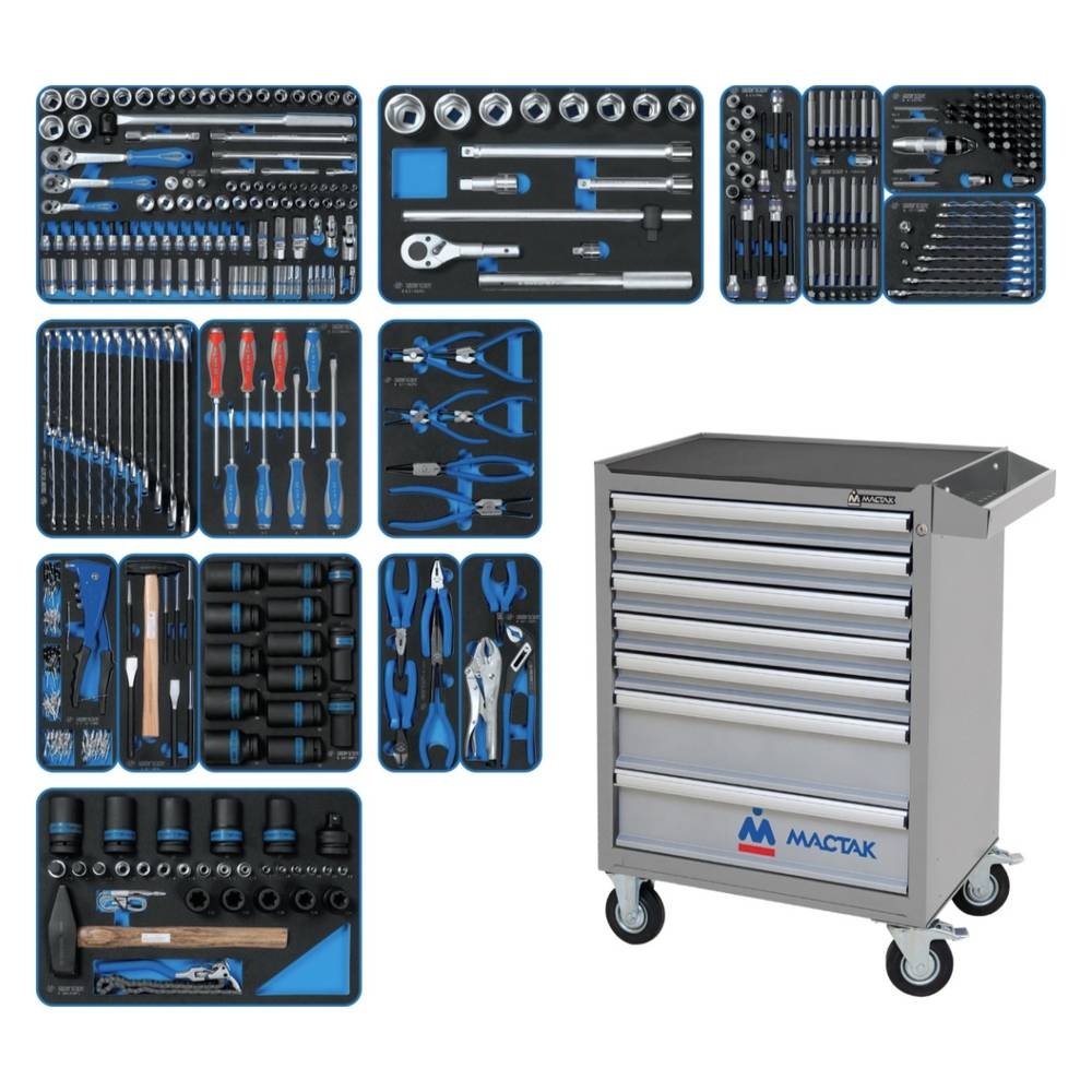 Набор инструментов "ACTION" в серой тележке, 327 предметов KING TONY 934-327AMG