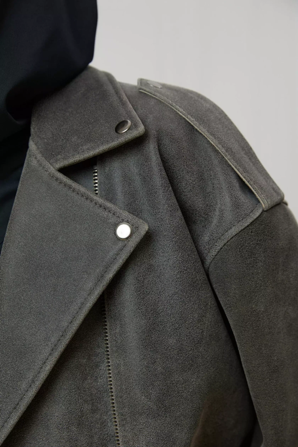 Косуха Oversize Vintage с ремешками, Серый