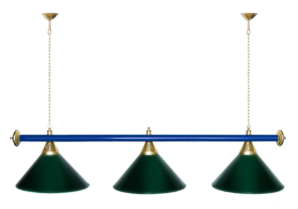 Лампа STARTBILLIARDS 3 пл. (плафоны зеленые,штанга золотая,фурнитура золото)