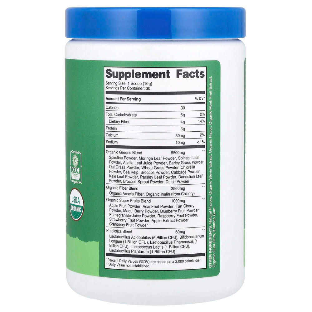 Nutricost, Органическая суперзеленая, без добавок, 309 г (11 унций)