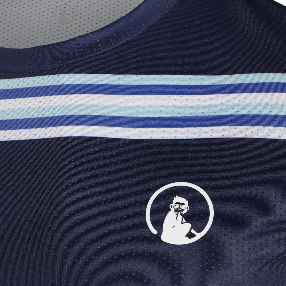 Мужское теннисное поло Quiet Please Ocean AOP Stripe Receiver T-Shirt Men - Blue