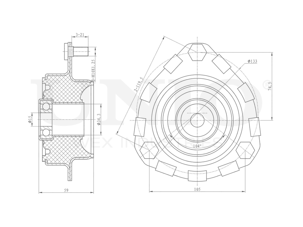 Опора амортизатора передняя UNIO RMP-13106