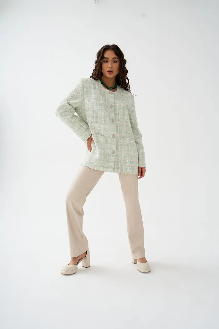 Твидовый жакет цвета мяты