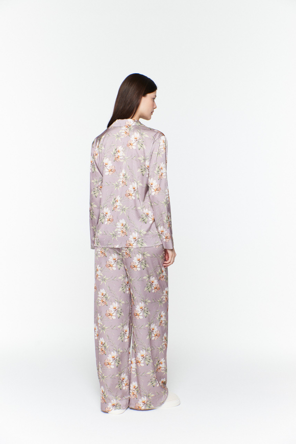 Брюки из натурального шелка с цветами