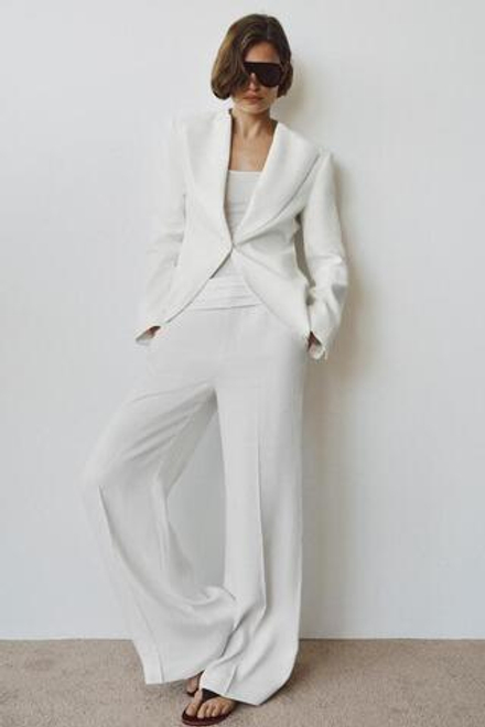 ZARA БРЮКИ ИЗ СМЕСОВОГО ЛЬНА С ПОЯСОМ-КОРСЕТОМ — ZW COLLECTION, БЕЛЫЙ