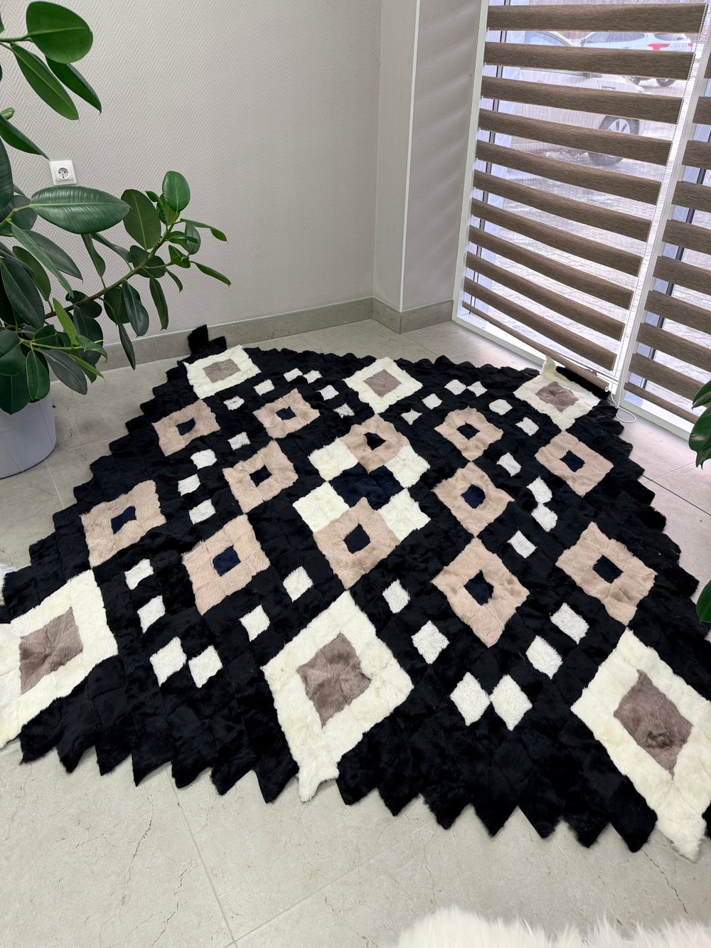 Покрывало меховое ковер из шкуры овчины