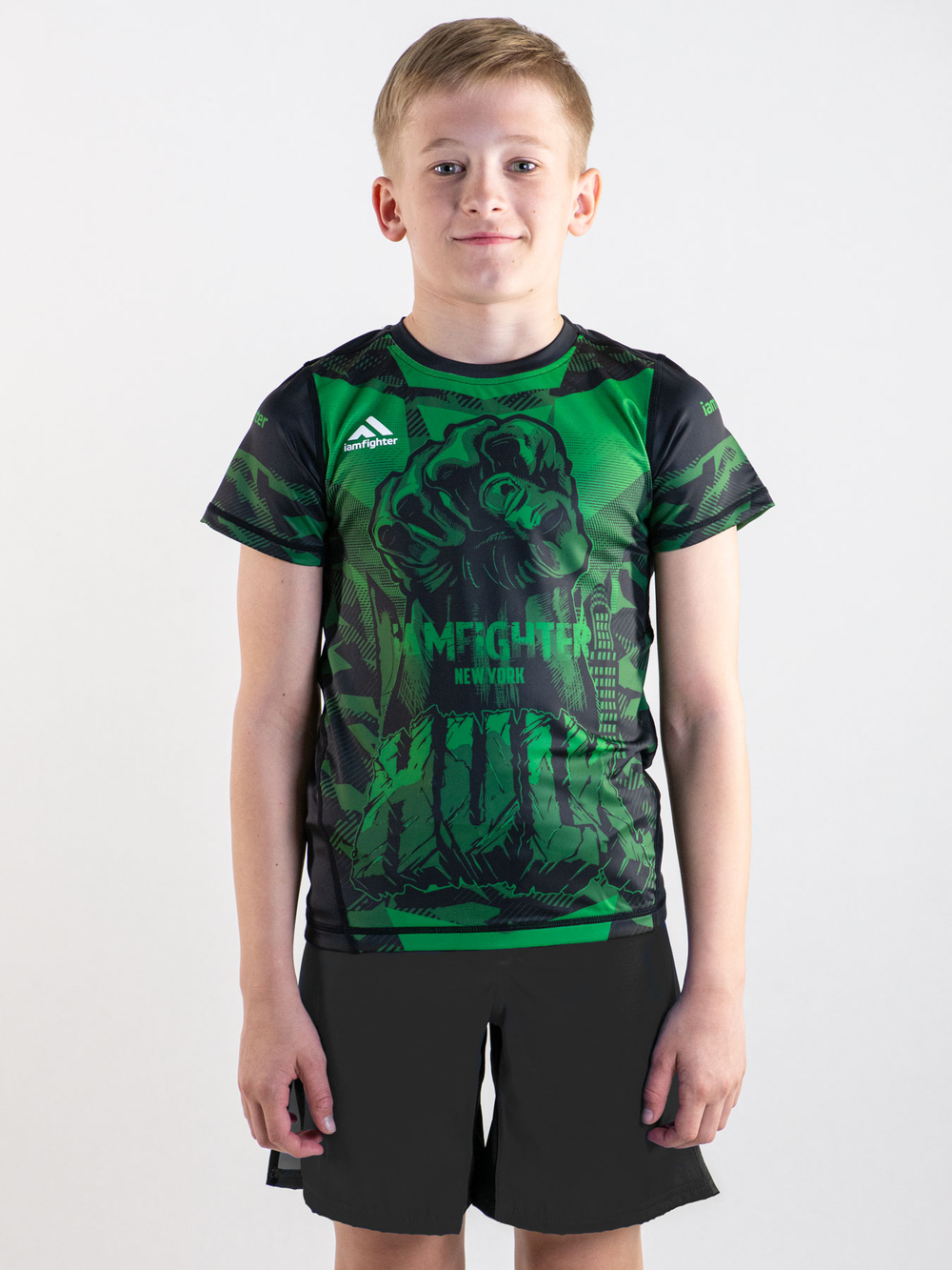 Рашгард кор. рукав I am Fighter Hulk детский (зеленый)