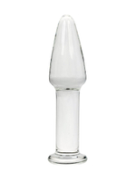 Прозрачный анальный плаг из стекла на длинной ножке - 12 см. (Цвет: прозрачный)