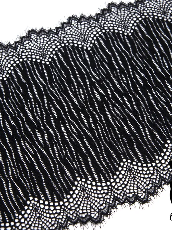 03-190 Кружево эластичное 20 см, зебра, черный 170