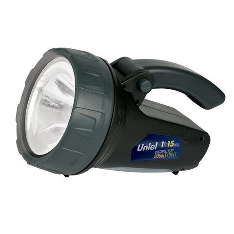 Фонарь ручной, встр акк, прожект, Uniel, Distance light, зар от сет220В, зар от сети авто, пластик,