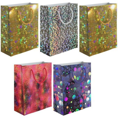 Пакет бумажный подарочный, голография, 20x24x11,5см (Академия Групп)