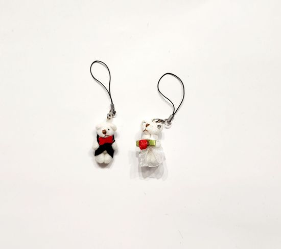 Свадебные игрушки-мишки "Пара жених и невеста", брелок-подвеска мини