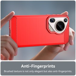 Чехол с дизайном в стиле карбон красного цвета на Huawei Pura 70 Ultra, мягкий отклик кнопок, серия Carbon от Caseport