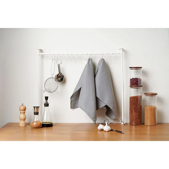 Набор из двух вафельных полотенец изо льна серого цвета Essential, 50х70 см