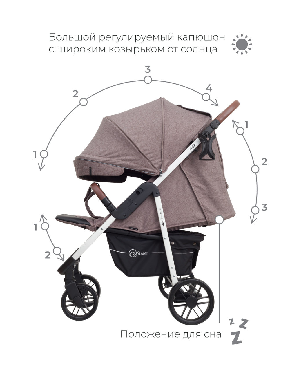 Коляска детская "VEGA Trends" RA057 Lines brown (2021)