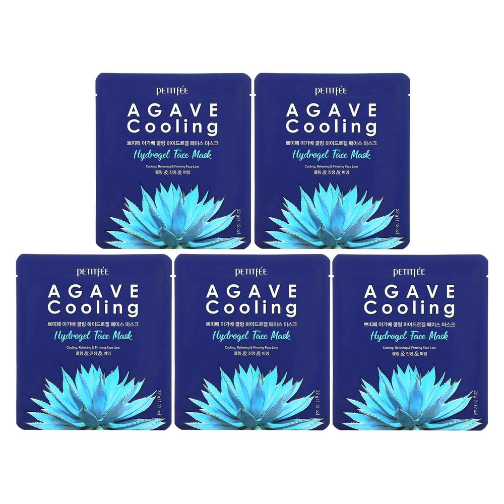 Petitfee, Agave Cooling, гидрогелевая маска для лица, 5 шт. по 32 г (1,12 унции)