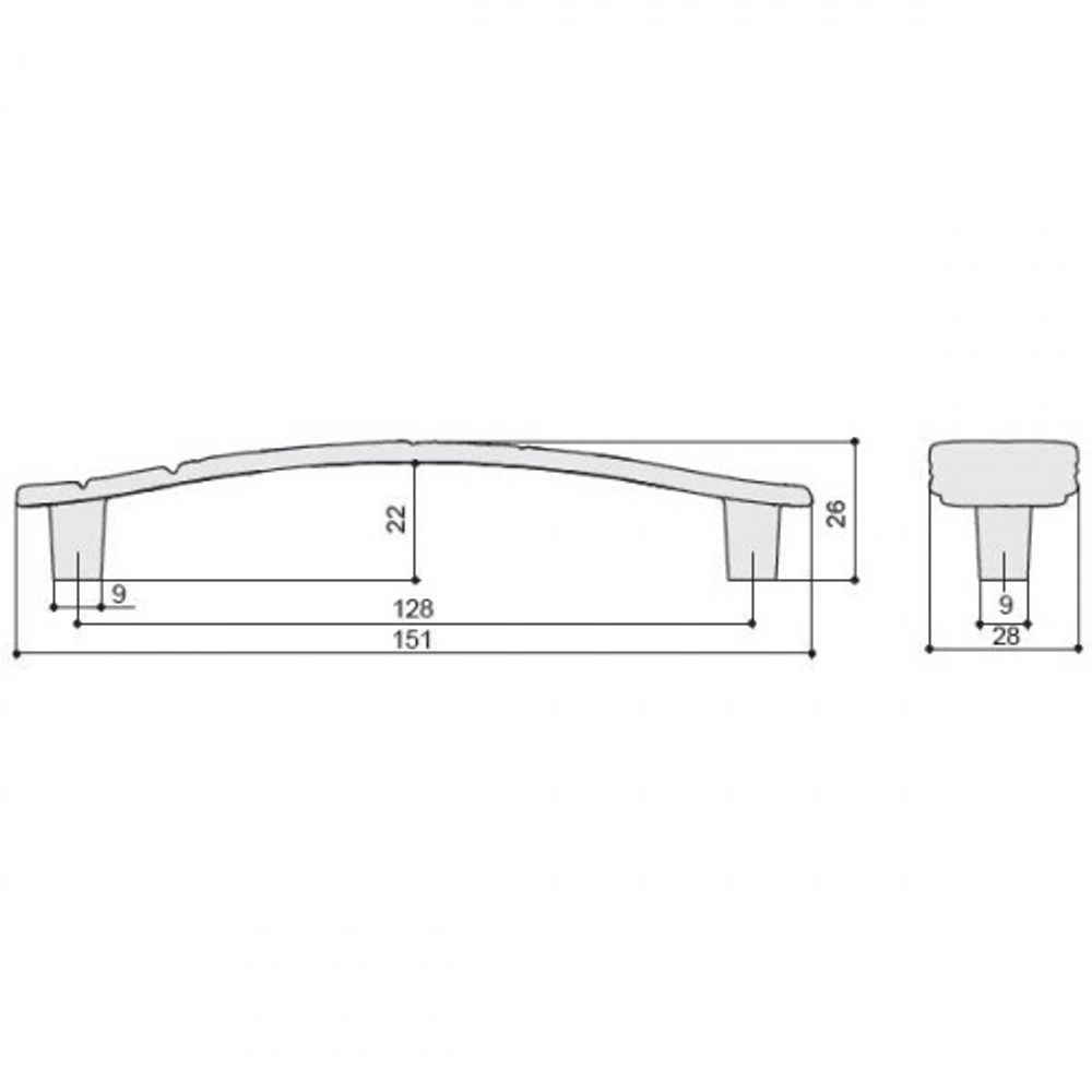 Ручка-скоба 128мм, отделка золото матовое "Милан"