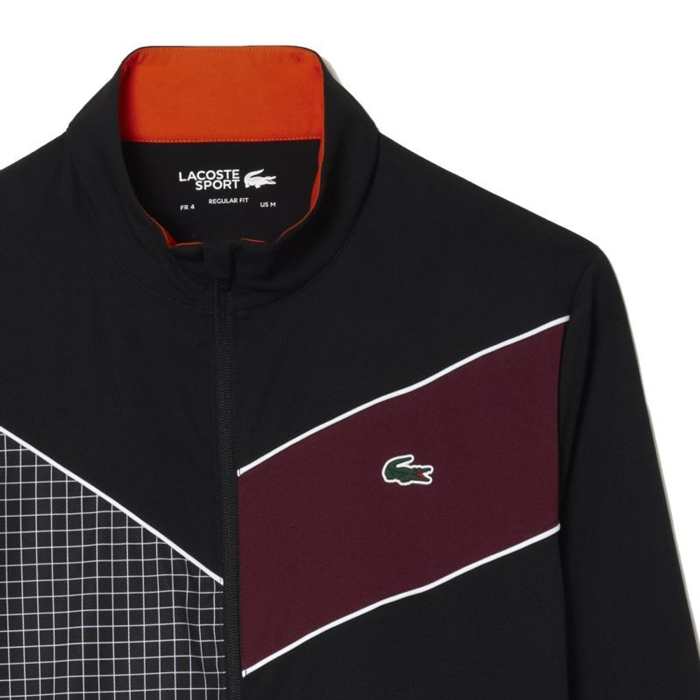 Мужской теннисный костюм Lacoste Stretch Fabric Tennis Sweatsuit - black/orange/bordeaux