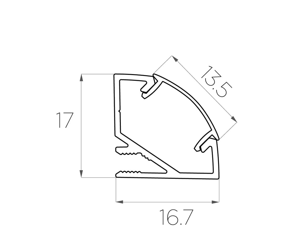 Профиль угловой алюминиевый LC-LPU-1717-2 Anod