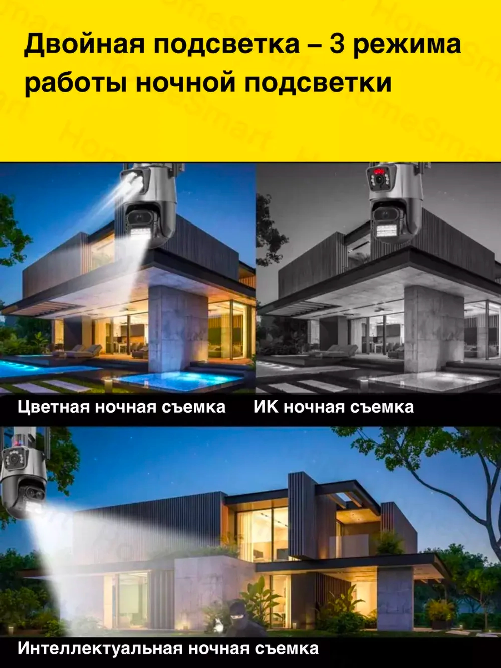 Уличная камера видеонаблюдения Wi-Fi 2 в 1 + 3м