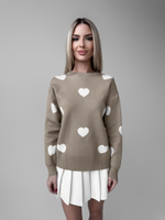 Свитер Yixuan 842 на манжете с сердцами бежевый