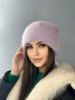 шапка зимняя вязаная ангора с пайетками