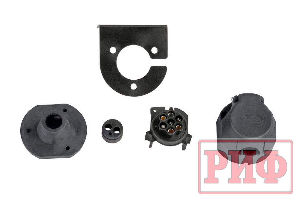 Бампер силовой задний Toyota Hilux 2005-2014 с квадратом под фаркоп и фонарями РИФ