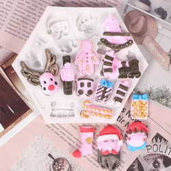 Молд силиконовый "Новогодняя открытка" / Форма 3D Санта Клаус, олень, имбирный человечек / для мыла, воска, глины, самозатвердевающих масс