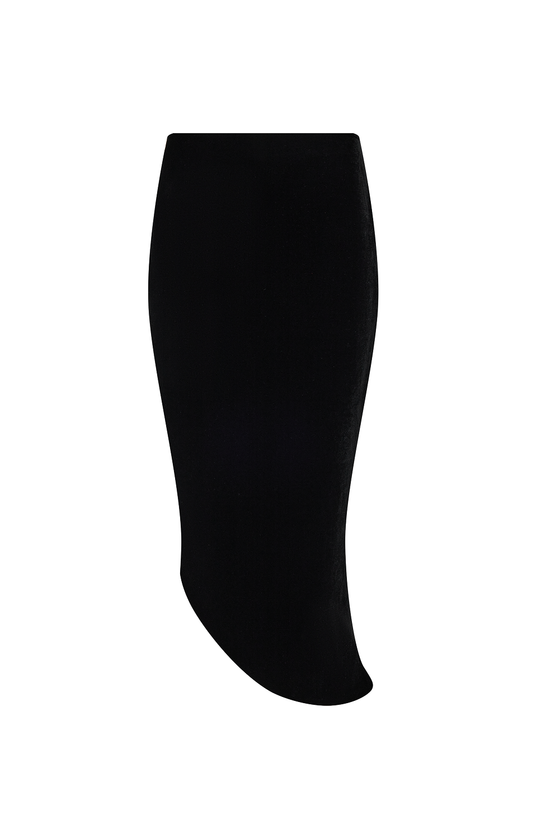 Асимметричная юбка миди из бархата