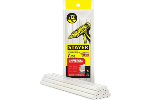 Прозрачные универсальные клеевые стержни STAYER Universal 12 шт, 7х150 мм 06817-12