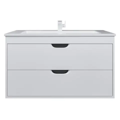 Тумба с раковиной для ванной Uperwood Modul 100 см, подвесная, матовая, белая/графит