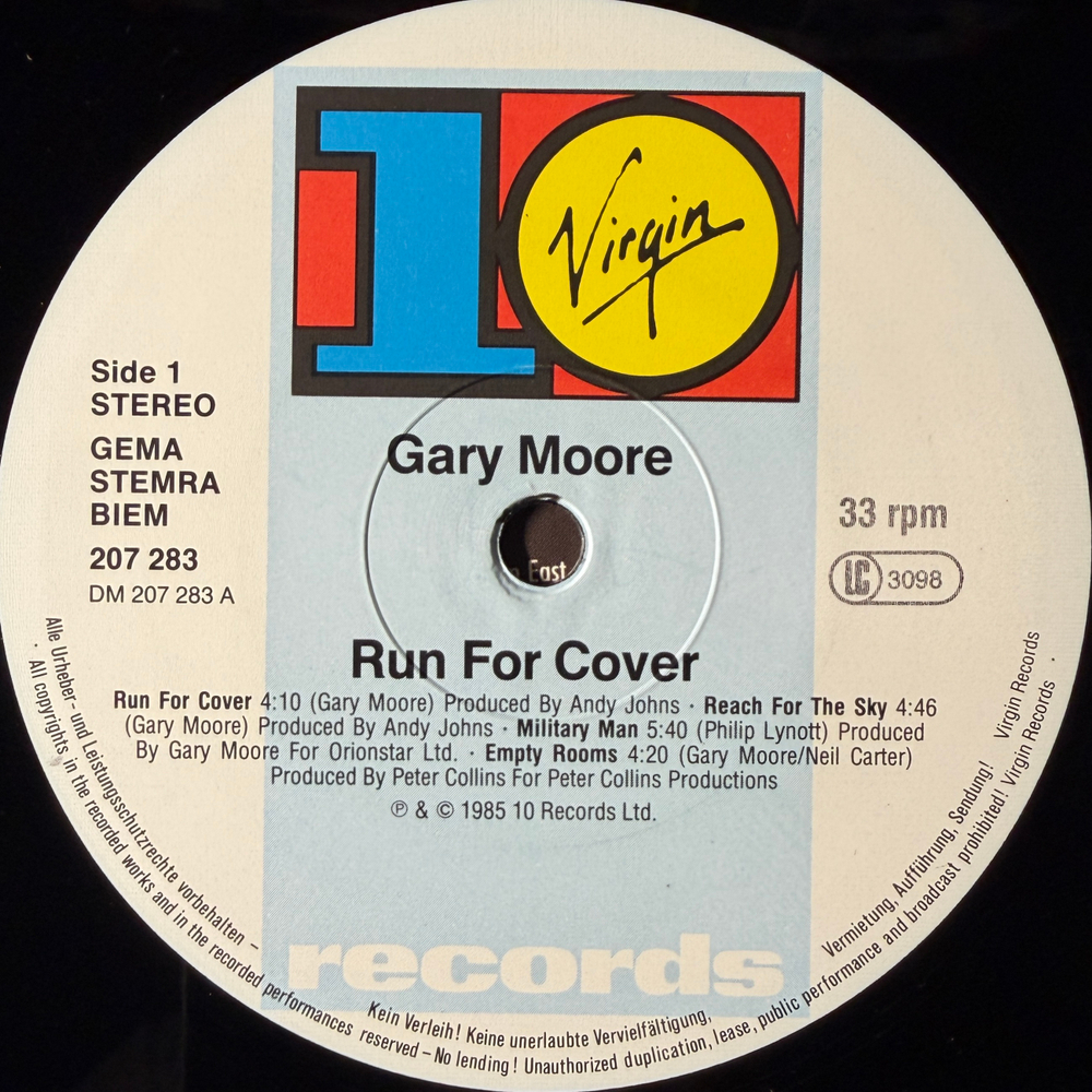 Gary Moore ‎– Run For Cover (Европа 1985г.)