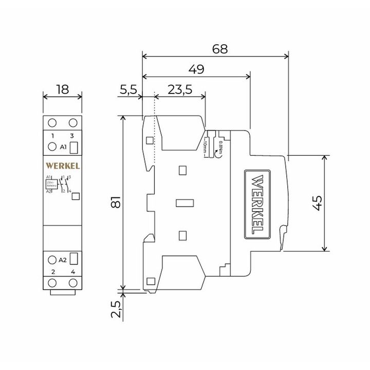 Контактор модульный 25 A 2NO (1 модуль) Werkel W941M25O 4690389212093