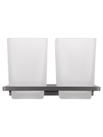 Два стакана для зубных щеток с держателем WONZON & WOGHAND ECLIPSE, Темный графит (WW-9128-GM)