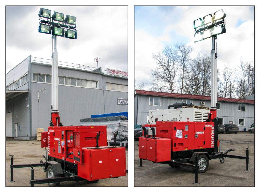 Осветительная мачта Energo YN14YM-S (YANAN) дизельная - [9 м / 6х400 Вт / Yanmar] металлогалогенная, передвижная