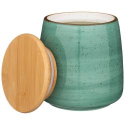 БАНКА С ДЕРЕВЯННОЙ КРЫШКОЙ BRONCO "NATURE" 13*12 СМ 900 МЛ МЯТНАЯ (КОР24ШТ.)